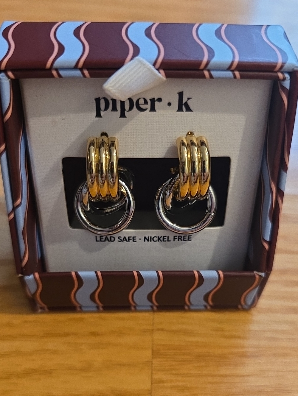 piper·k Two-Tone Hoop Drop Earrings in Gold and Silver